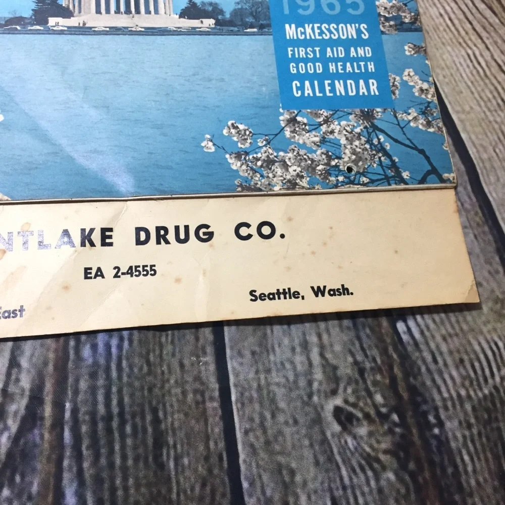 Vintage 1965 Montlake Drug Seattle area calendar